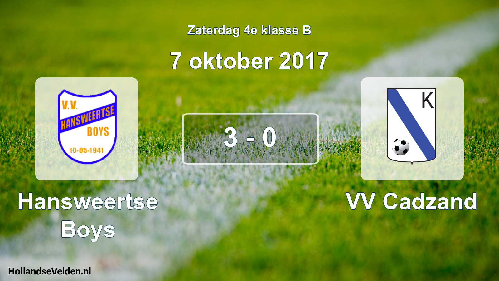 Total number of matches played: Hansweertse Boys - VV Cadzand 3 - 0 (7 October 2017)