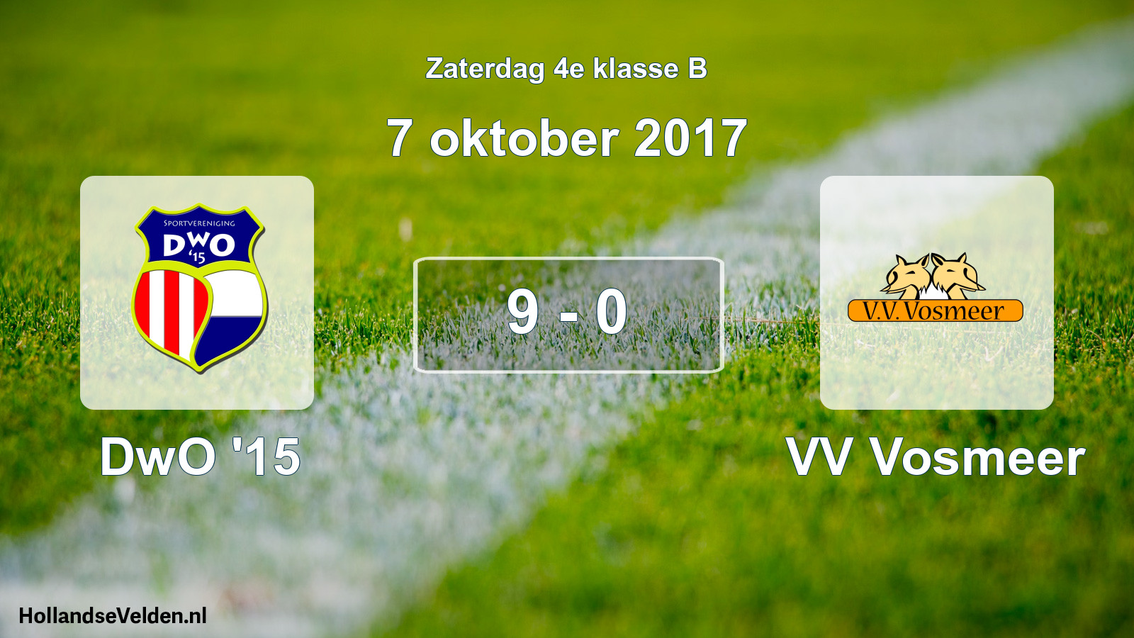Total number of matches played: DwO '15 - VV Vosmeer 9 - 0 (7 October 2017)