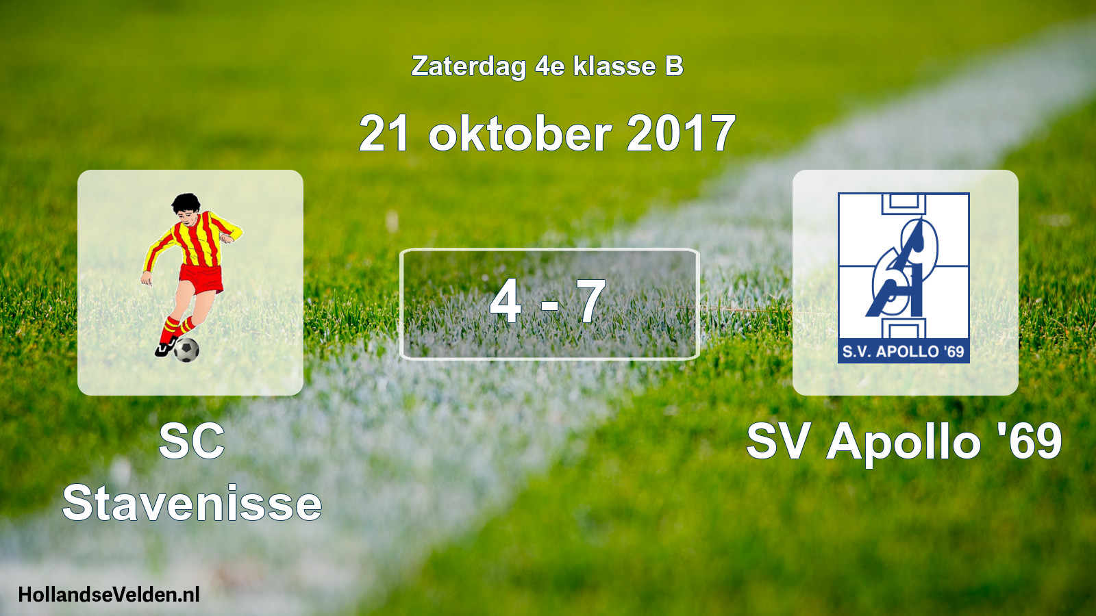Total number of matches played: SC Stavenisse - SV Apollo '69 4 - 7 (21 October 2017)
