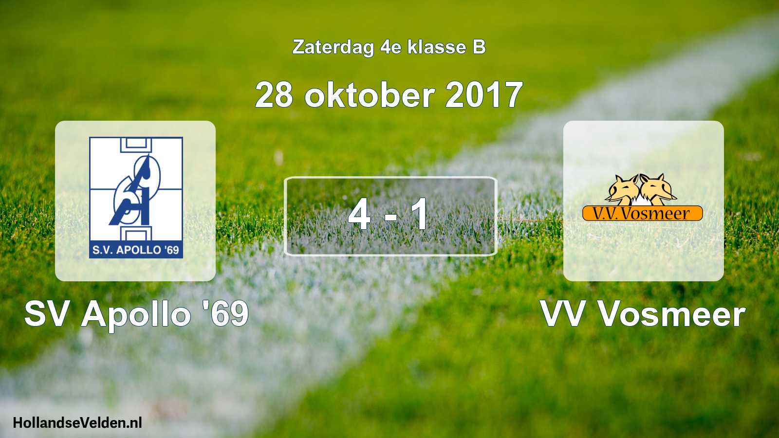 Total number of matches played: SV Apollo '69 - VV Vosmeer 4 - 1 (28 October 2017)