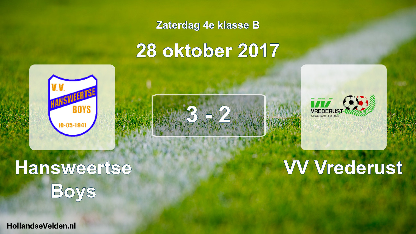 Total number of matches played: Hansweertse Boys - VV Vrederust 3 - 2 (28 October 2017)