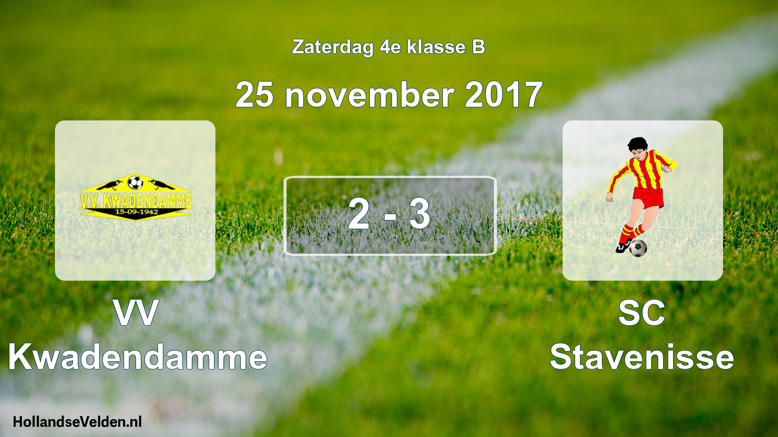 Total number of matches played: VV Kwadendamme - SC Stavenisse 2 - 3 (25 November 2017)