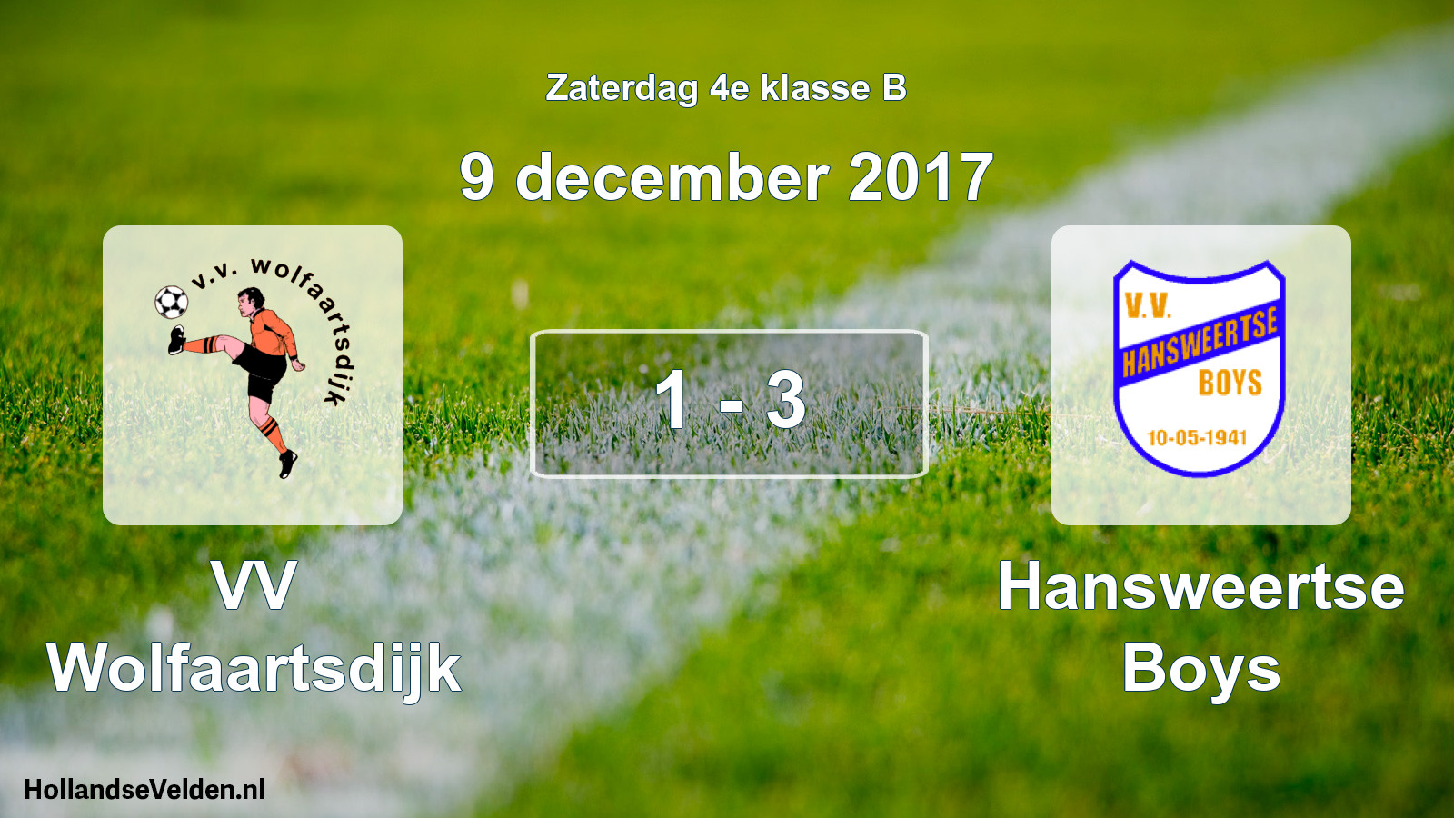 Total number of matches played: VV Wolfaartsdijk - Hansweertse Boys 1 - 3 (9 December 2017)