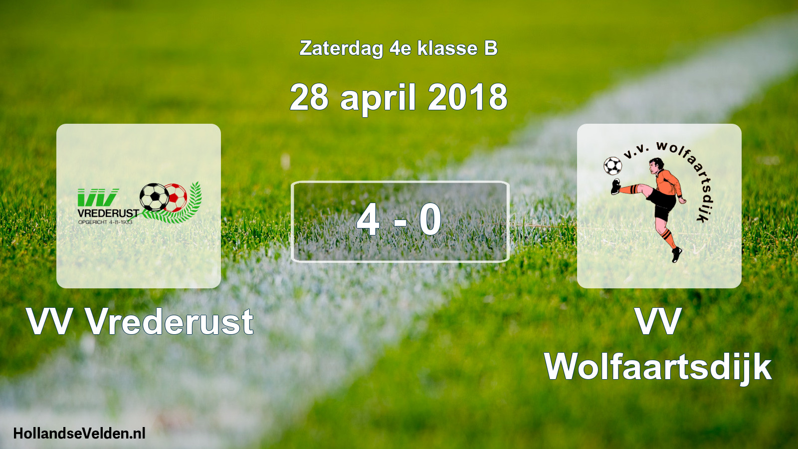 Total number of matches played: VV Vrederust - VV Wolfaartsdijk 4 - 0 (28 April 2018)