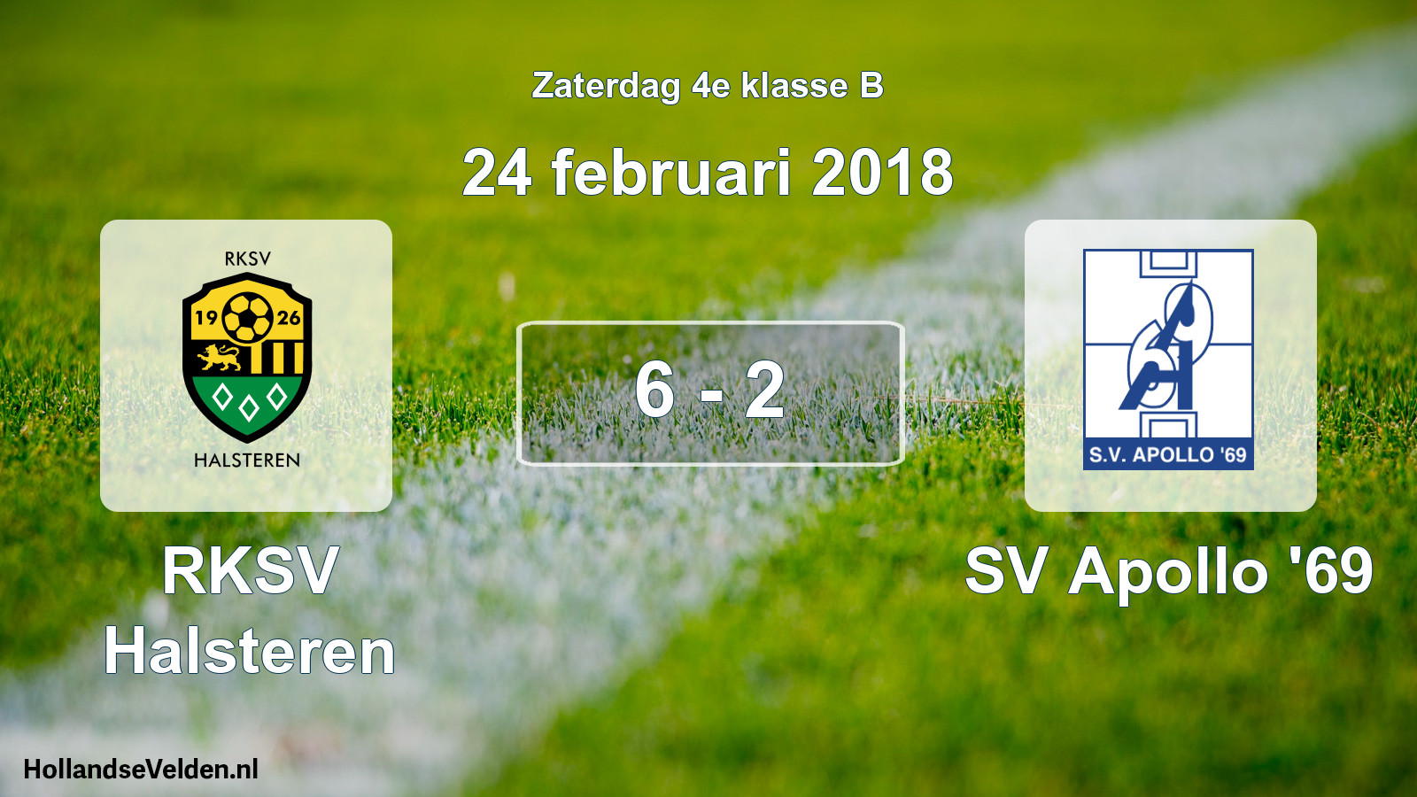 Total number of matches played: RKSV Halsteren - SV Apollo '69 6 - 2 (24 February 2018)
