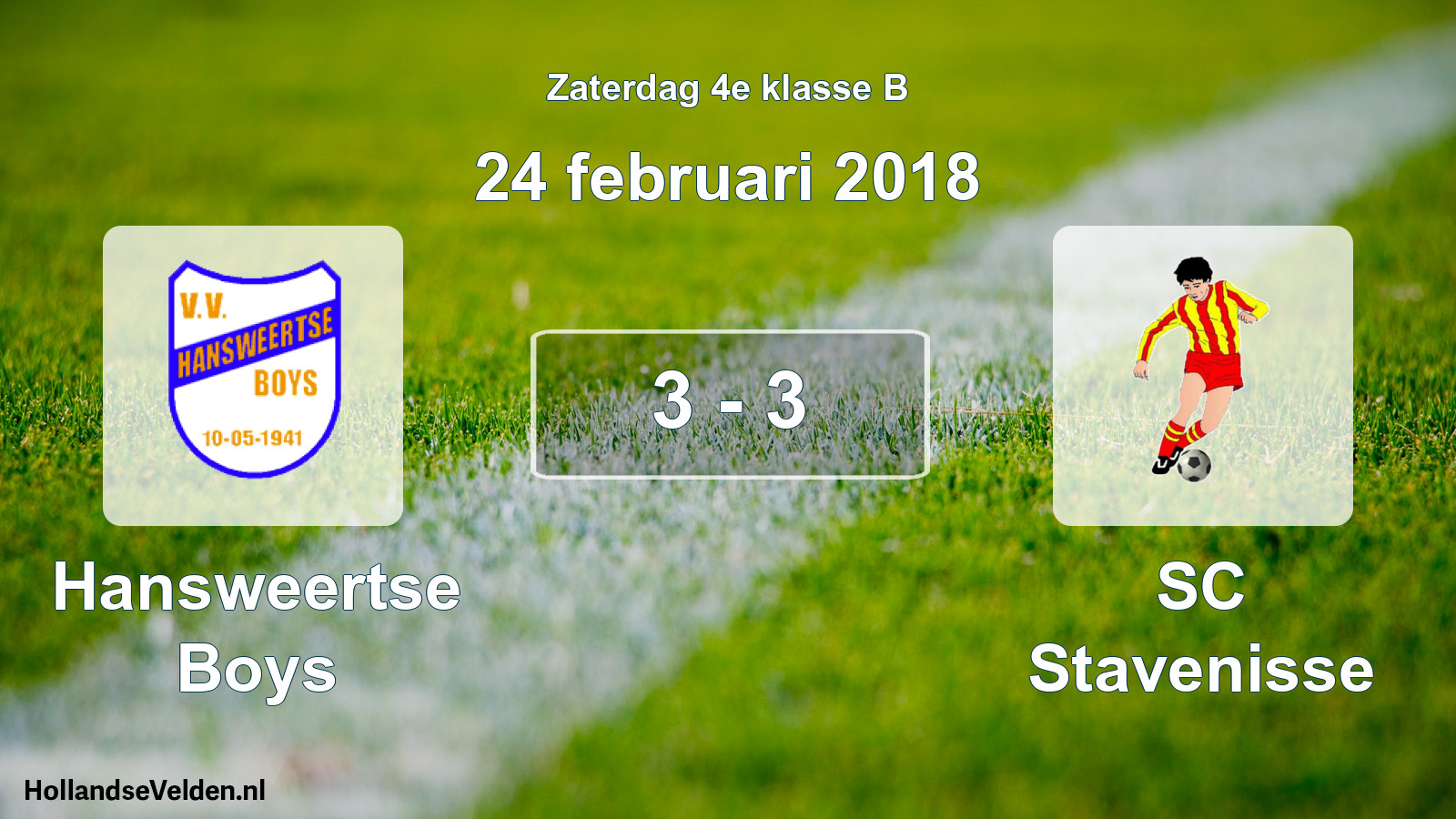 Total number of matches played: Hansweertse Boys - SC Stavenisse 3 - 3 (24 February 2018)