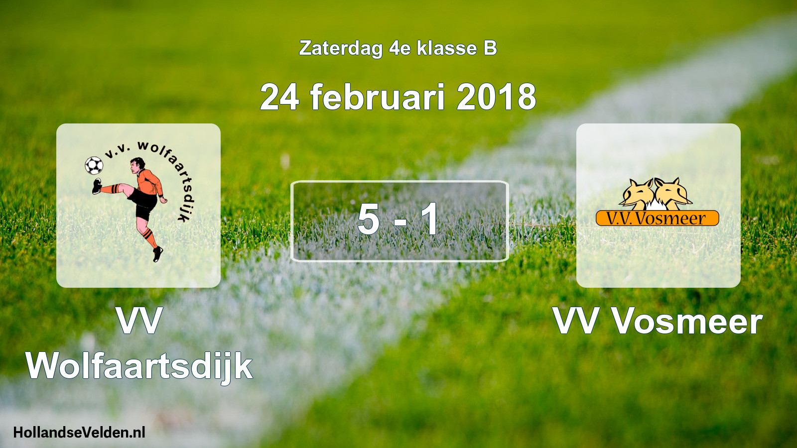 Total number of matches played: VV Wolfaartsdijk - VV Vosmeer 5 - 1 (24 February 2018)