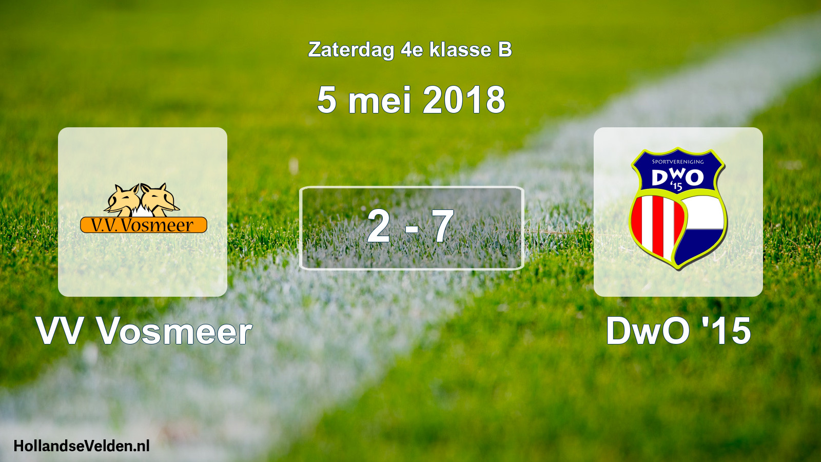 Total number of matches played: VV Vosmeer - DwO '15 2 - 7 (5 May 2018)