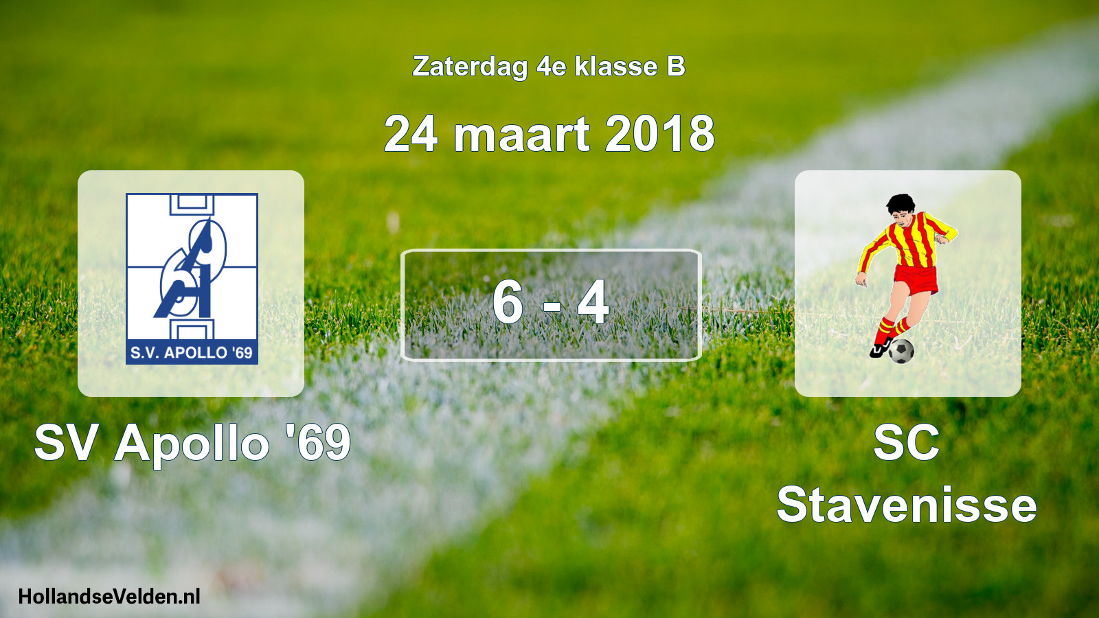 Total number of matches played: SV Apollo '69 - SC Stavenisse 6 - 4 (24 March 2018)