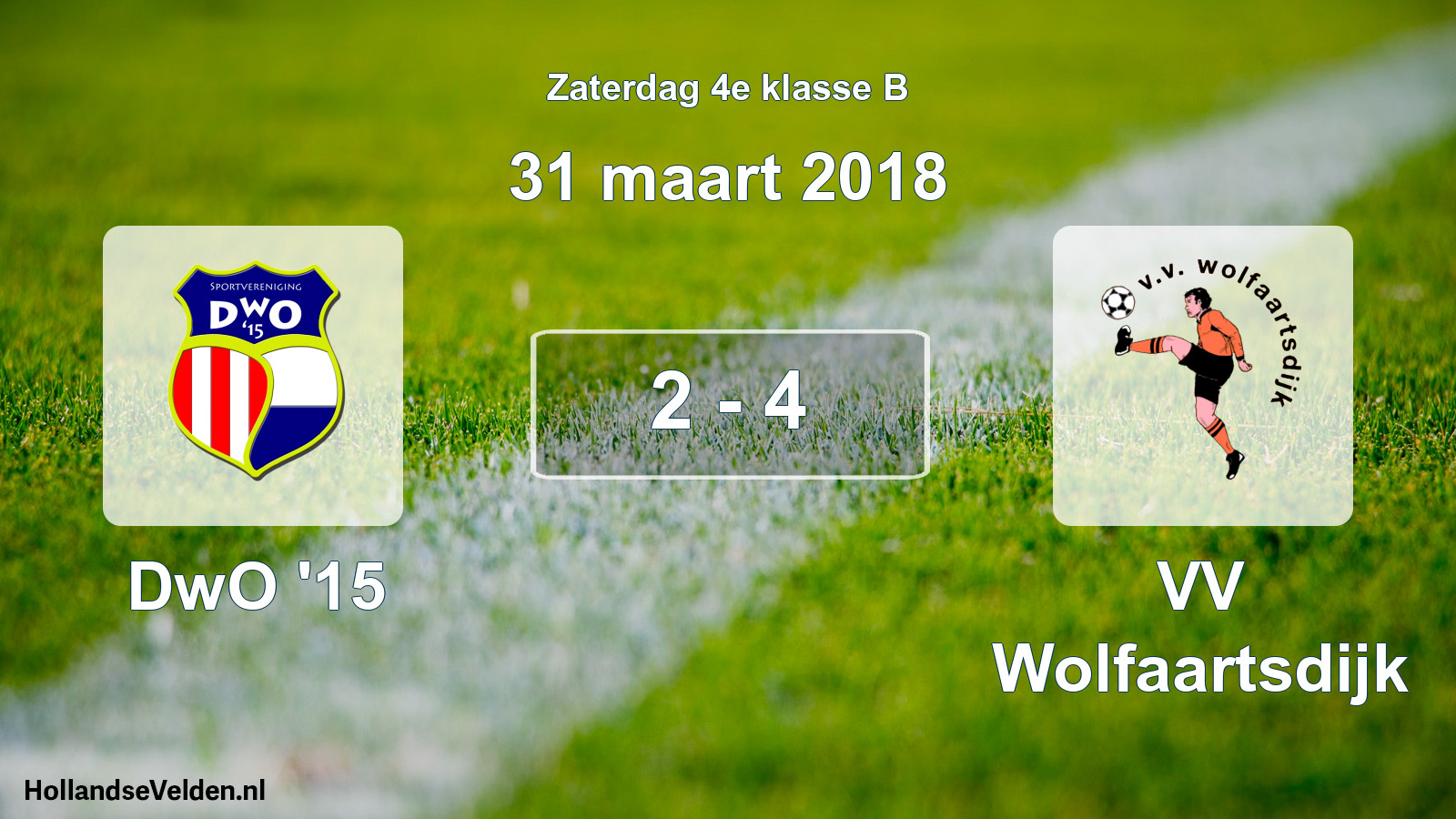 Total number of matches played: DwO '15 - VV Wolfaartsdijk 2 - 4 (31 March 2018)