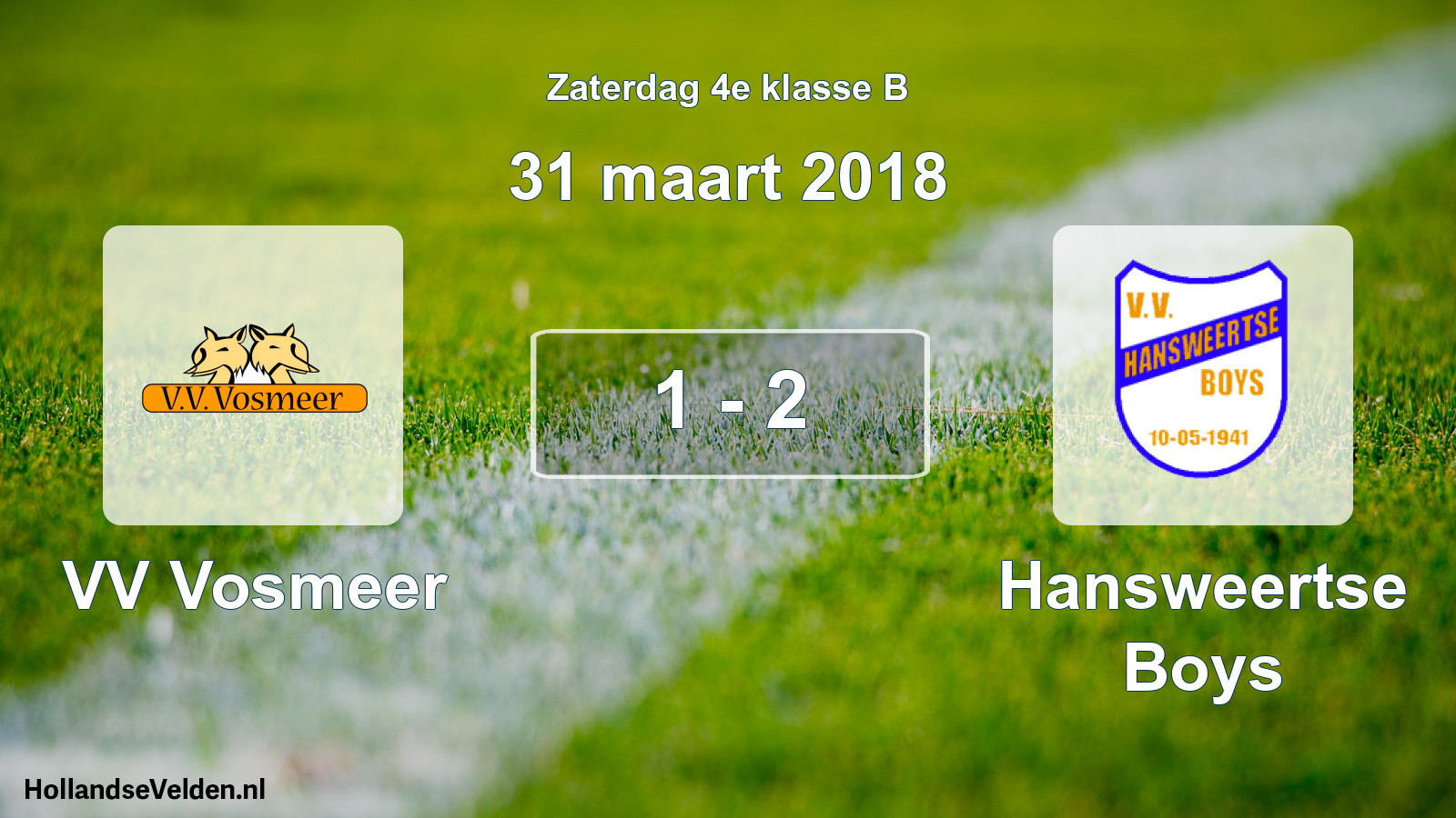 Total number of matches played: VV Vosmeer - Hansweertse Boys 1 - 2 (31 March 2018)