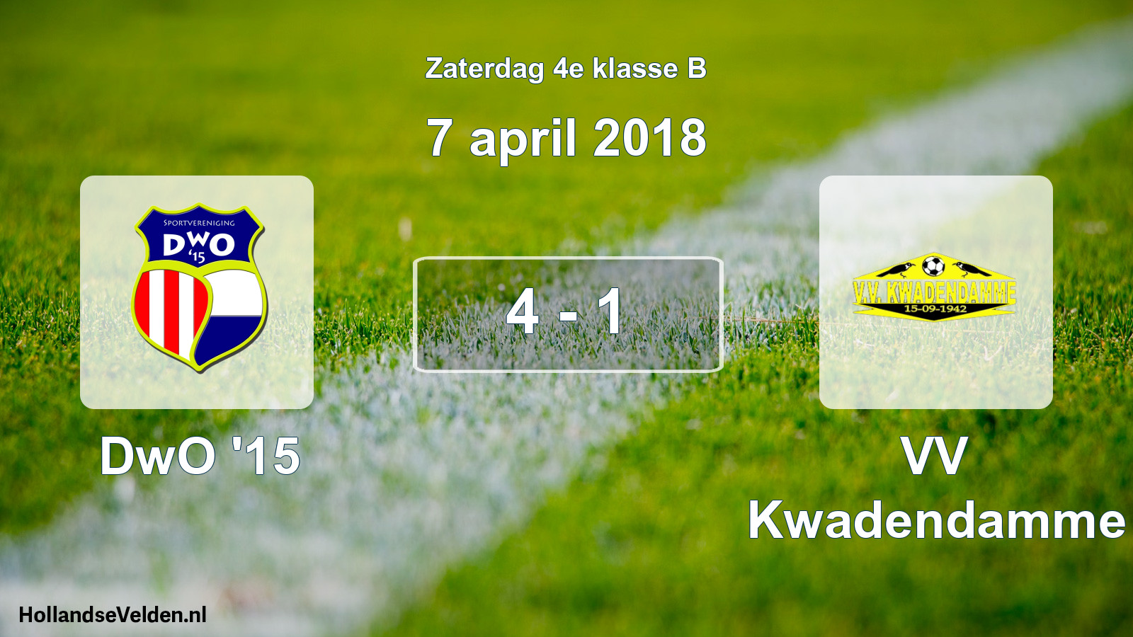 Total number of matches played: DwO '15 - VV Kwadendamme 4 - 1 (7 April 2018)