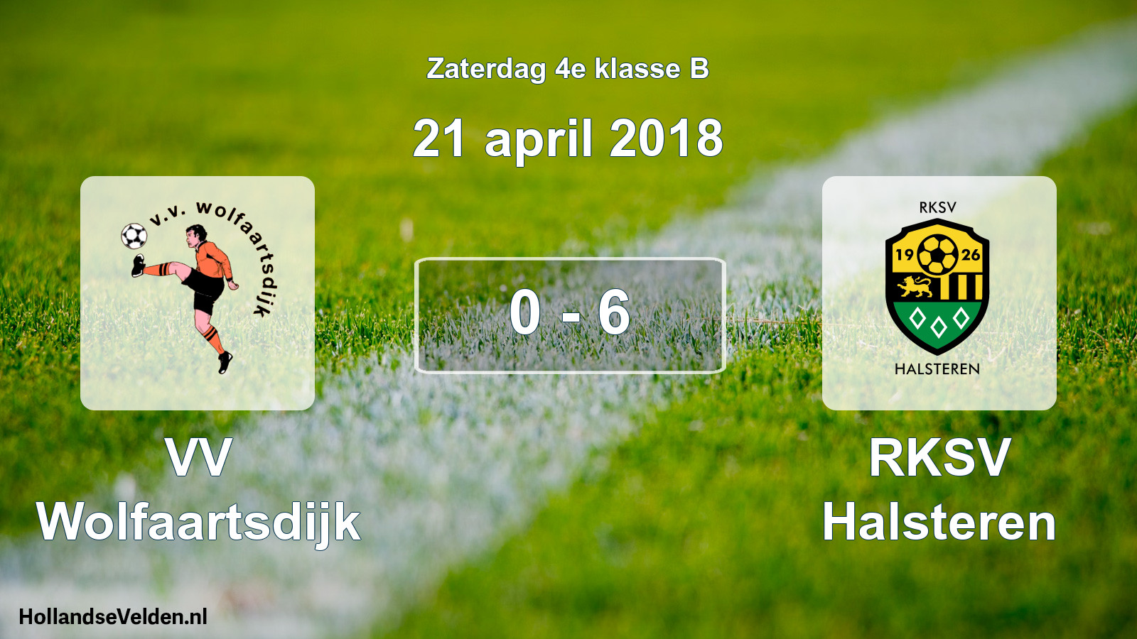 Total number of matches played: VV Wolfaartsdijk - RKSV Halsteren 0 - 6 (21 April 2018)