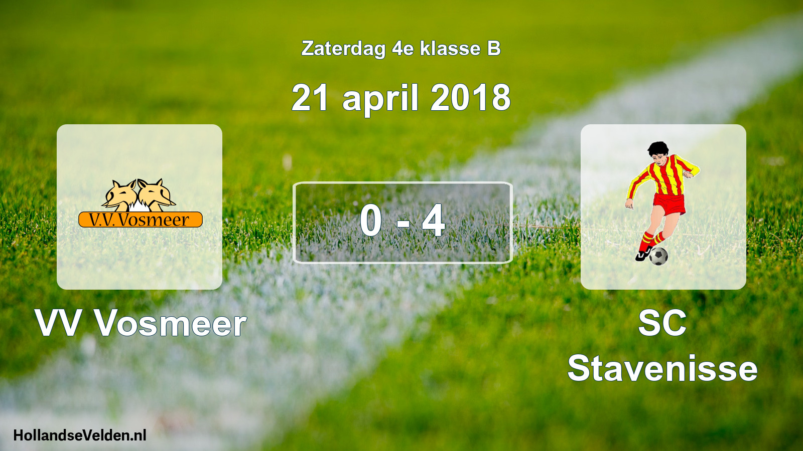 Total number of matches played: VV Vosmeer - SC Stavenisse 0 - 4 (21 April 2018)