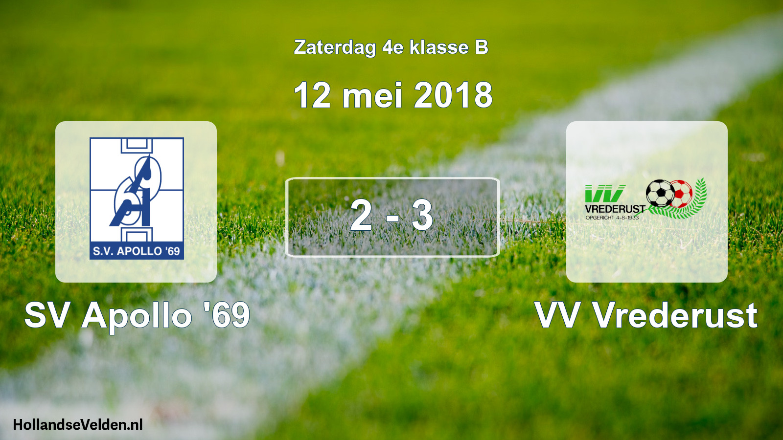Total number of matches played: SV Apollo '69 - VV Vrederust 2 - 3 (12 May 2018)