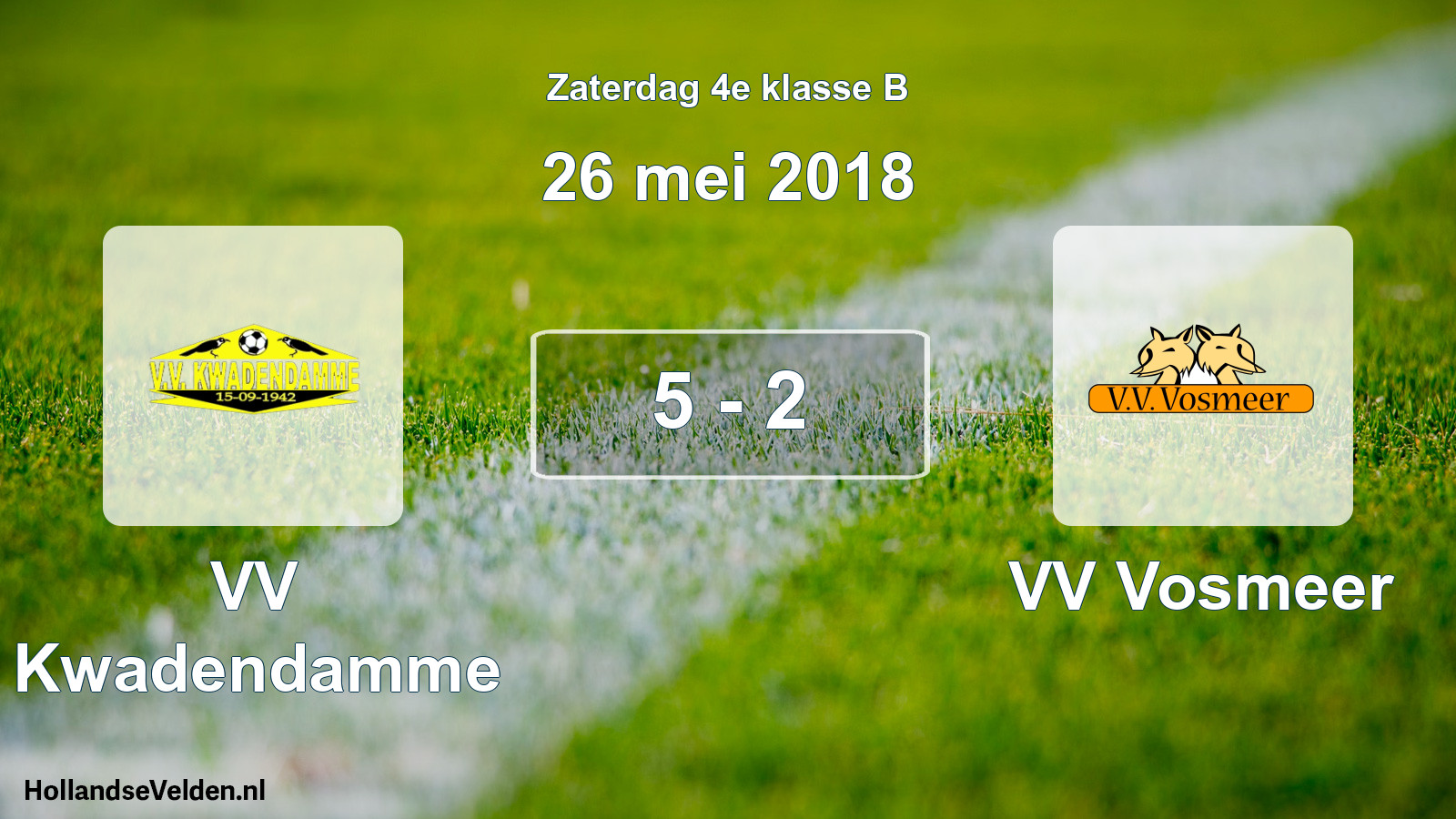 Total number of matches played: VV Kwadendamme - VV Vosmeer 5 - 2 (26 May 2018)