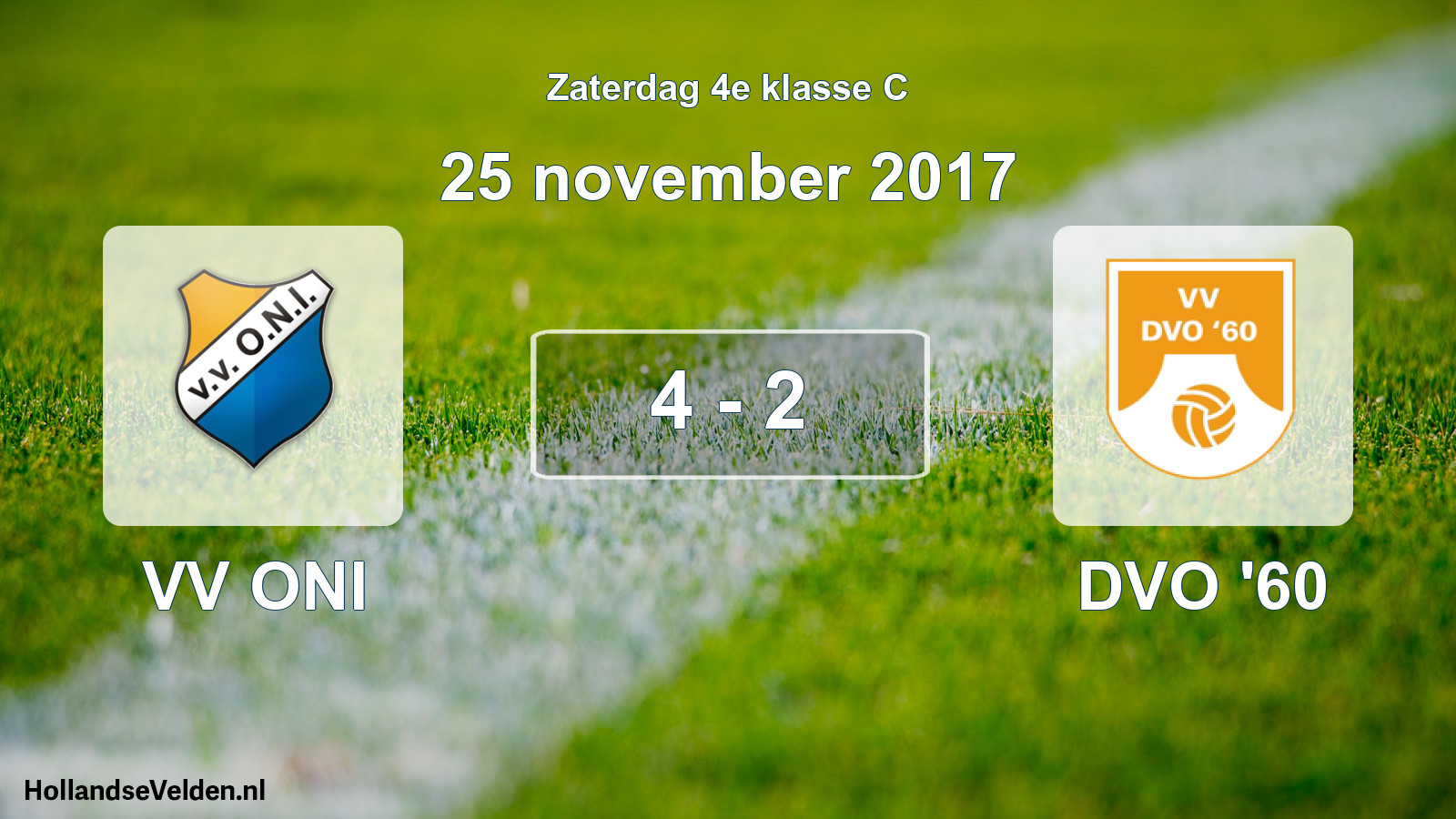 Total number of matches played: VV ONI - DVO '60 4 - 2 (25 November 2017)