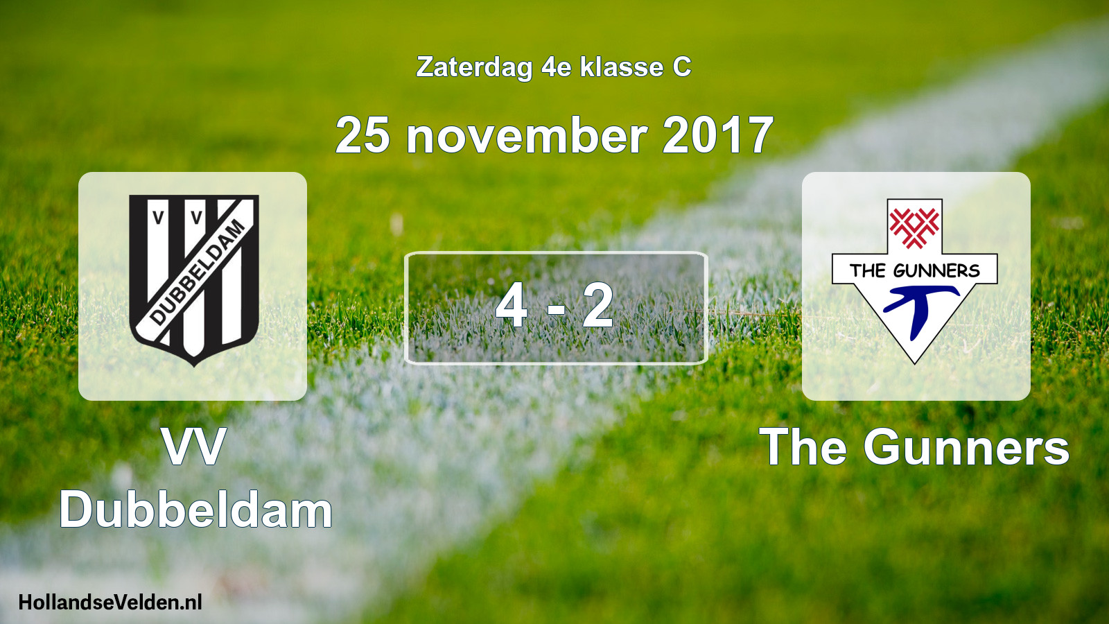Total number of matches played: VV Dubbeldam - The Gunners 4 - 2 (25 November 2017)