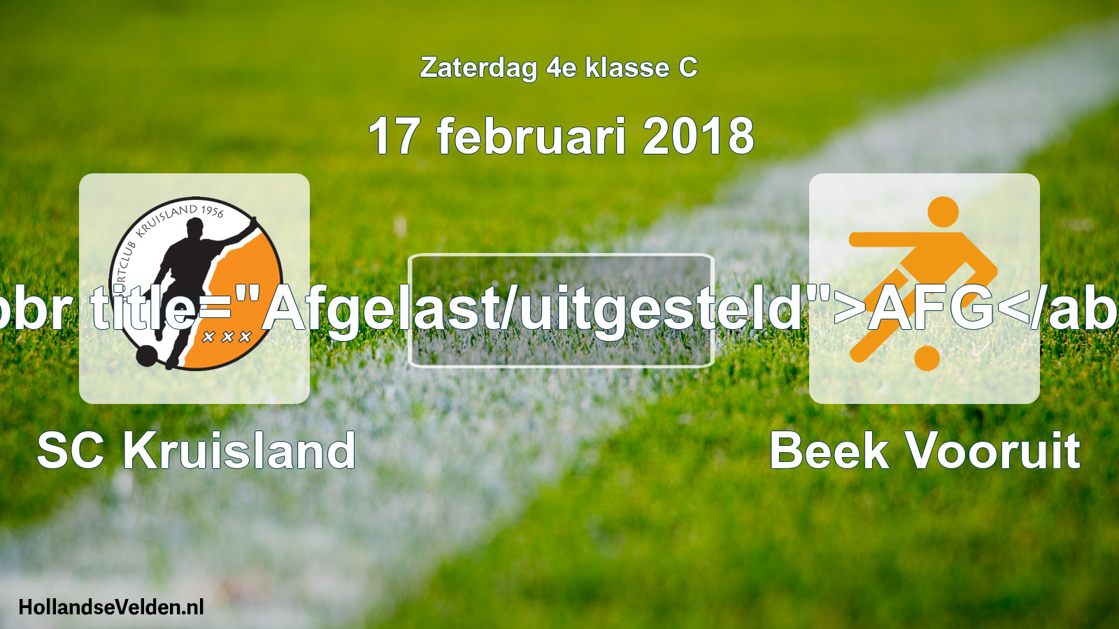Scheduled Match: SC Kruisland - Beek Vooruit (17 February 2018)