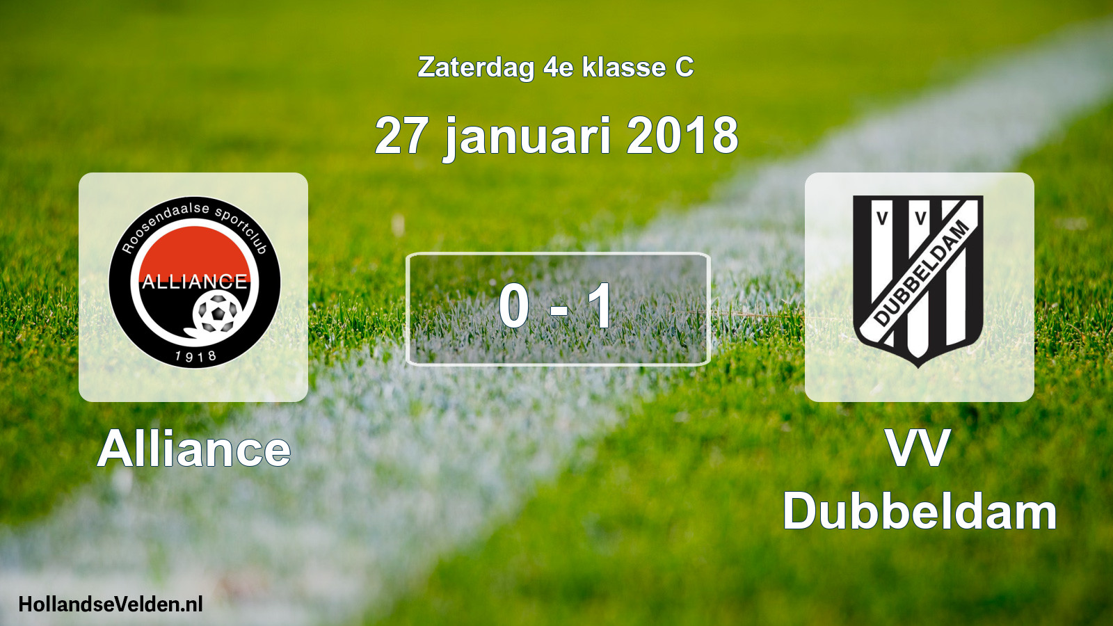 Total number of matches played: Alliance - VV Dubbeldam 0 - 1 (27 January 2018)