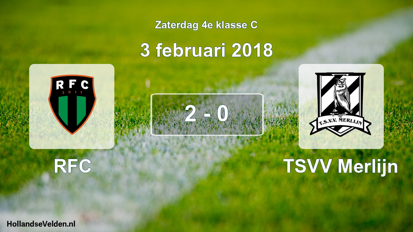 Total number of matches played: RFC - TSVV Merlijn 2 - 0 (3 February 2018)