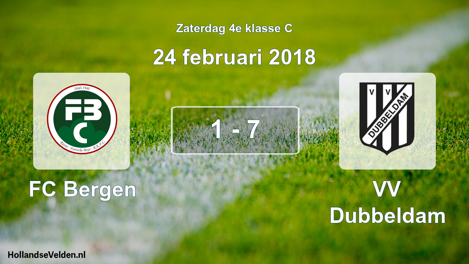 Total number of matches played: FC Bergen - VV Dubbeldam 1 - 7 (24 February 2018)