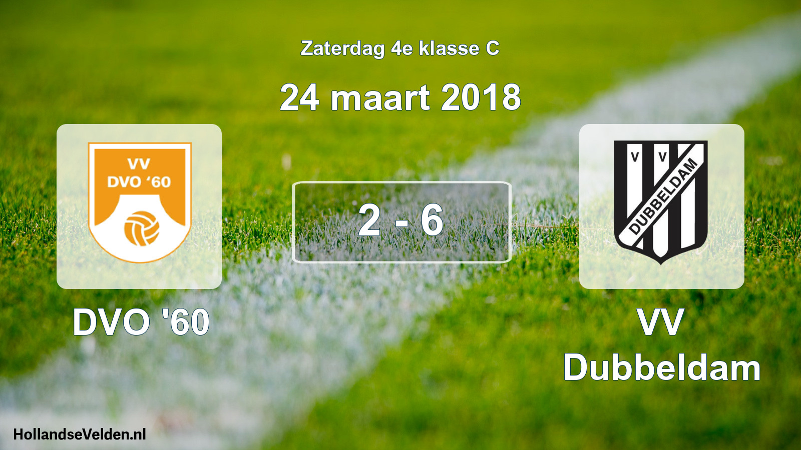 Total number of matches played: DVO '60 - VV Dubbeldam 2 - 6 (24 March 2018)