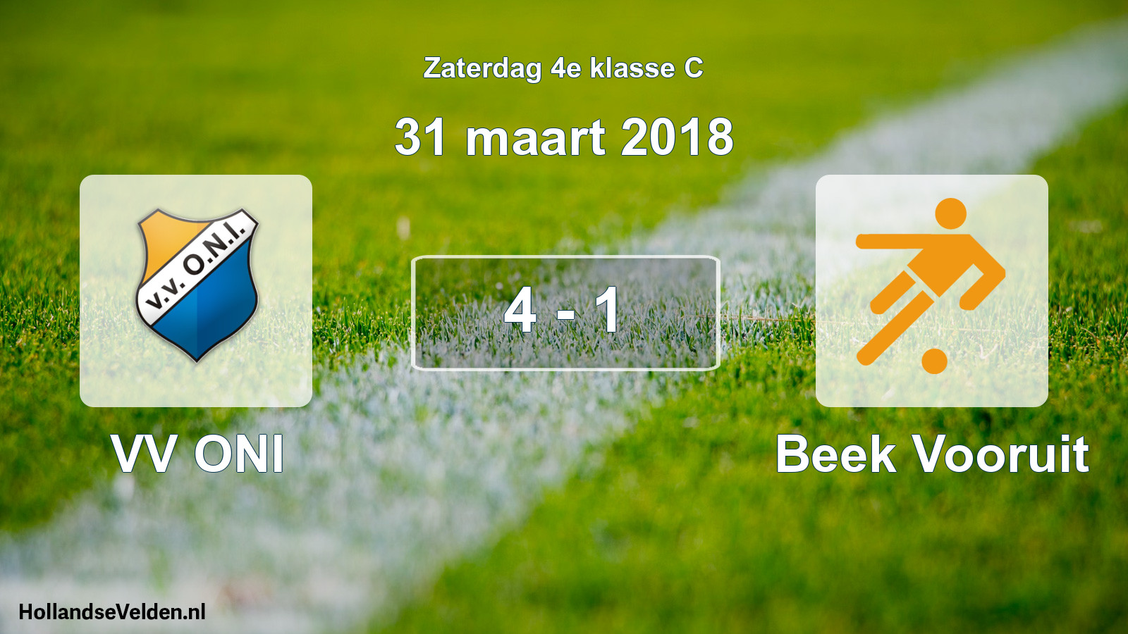 Total number of matches played: VV ONI - Beek Vooruit 4 - 1 (31 March 2018)