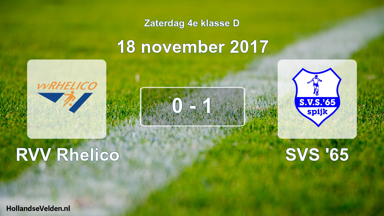 Total number of matches played: RVV Rhelico - SVS '65 0 - 1 (18 November 2017)
