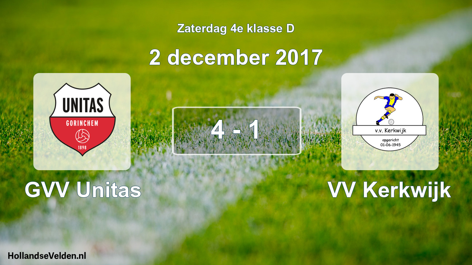 Total number of matches played: GVV Unitas - VV Kerkwijk 4 - 1 (2 December 2017)
