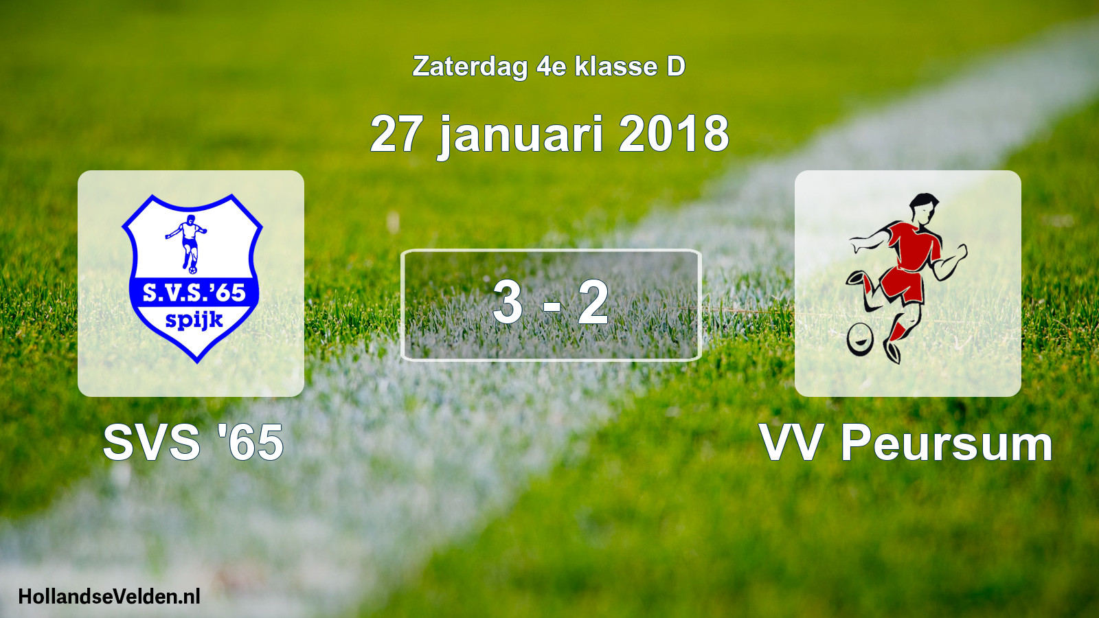 Total number of matches played: SVS '65 - VV Peursum 3 - 2 (27 January 2018)