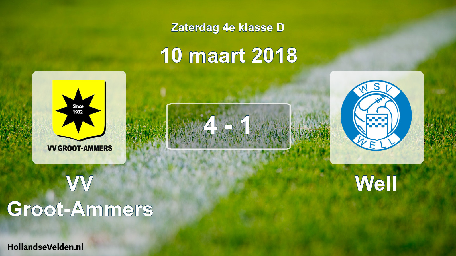 Total number of matches played: VV Groot-Ammers - Well 4 - 1 (10 March 2018)