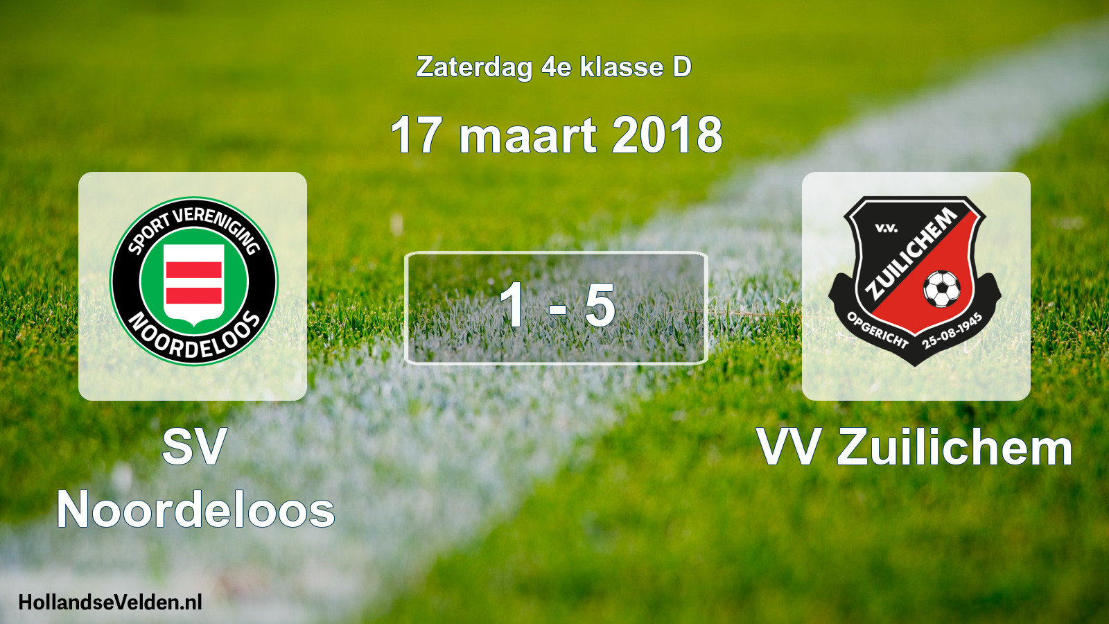 Total number of matches played: SV Noordeloos - VV Zuilichem 1 - 5 (17 March 2018)