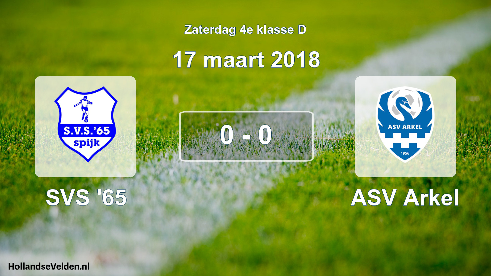 Total number of matches played: SVS '65 - ASV Arkel 0 - 0 (17 March 2018)