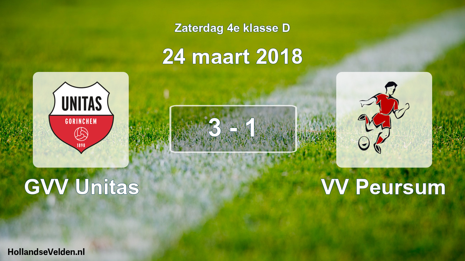 Total number of matches played: GVV Unitas - VV Peursum 3 - 1 (24 March 2018)