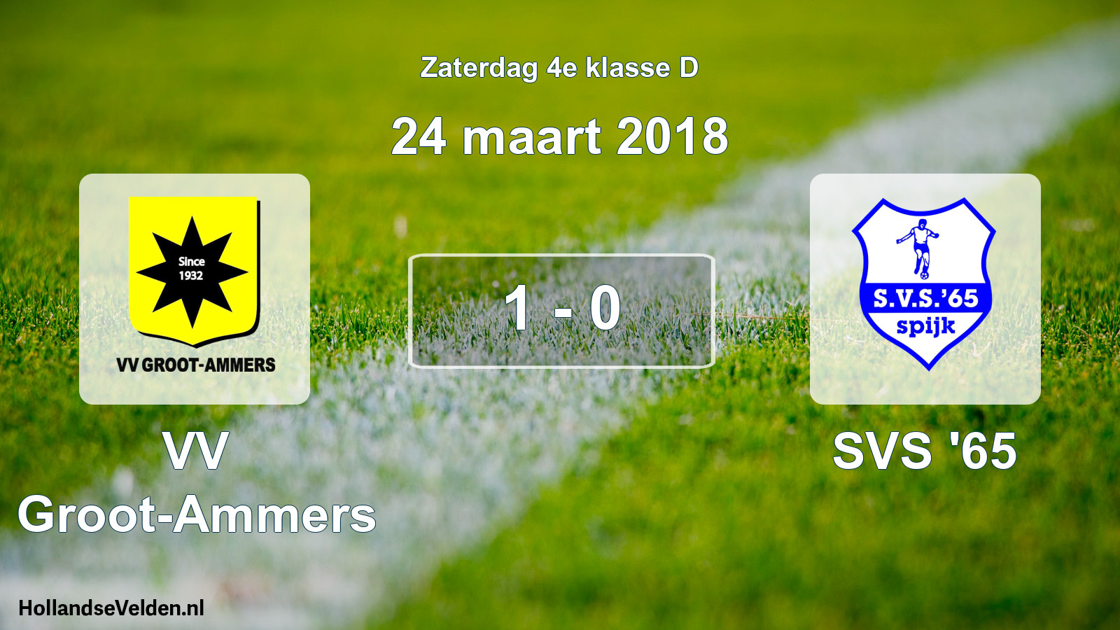 Total number of matches played: VV Groot-Ammers - SVS '65 1 - 0 (24 March 2018)