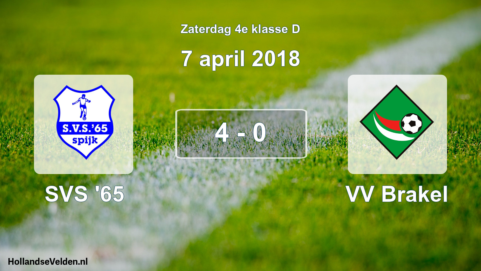 Total number of matches played: SVS '65 - VV Brakel 4 - 0 (7 April 2018)