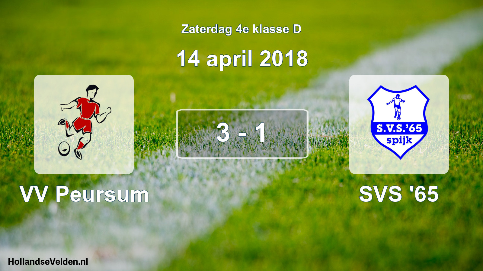 Total number of matches played: VV Peursum - SVS '65 3 - 1 (14 April 2018)