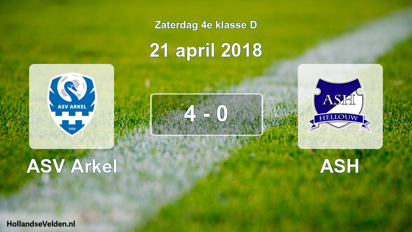 Total number of matches played: ASV Arkel - ASH 4 - 0 (21 April 2018)