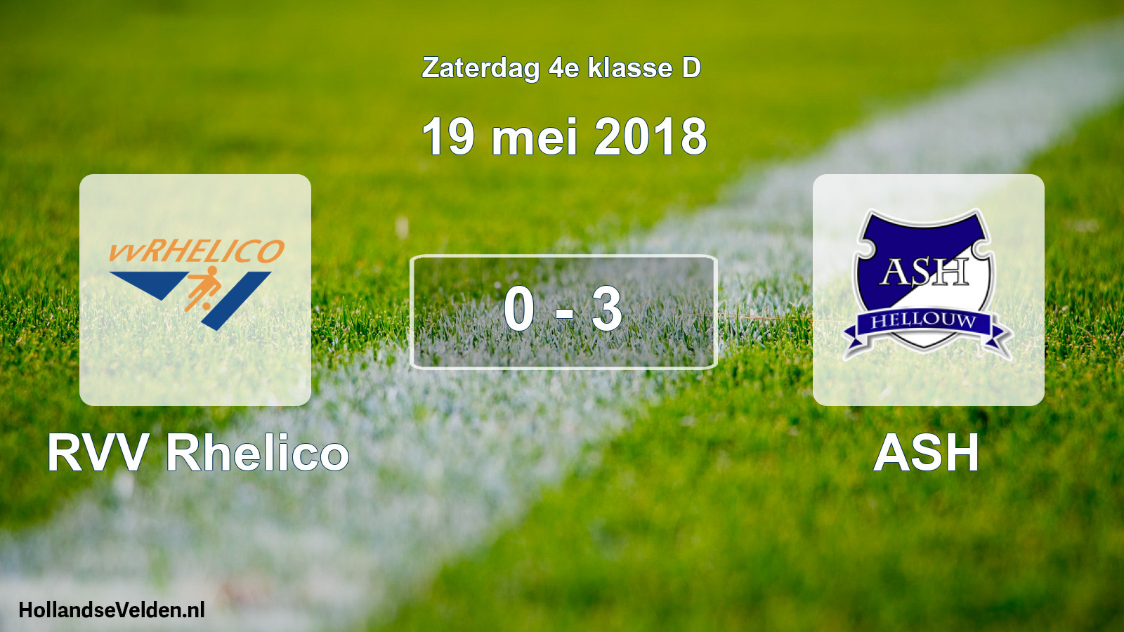 Total number of matches played: RVV Rhelico - ASH 0 - 3 (19 May 2018)