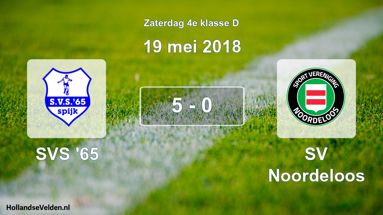 Total number of matches played: SVS '65 - SV Noordeloos 5 - 0 (19 May 2018)