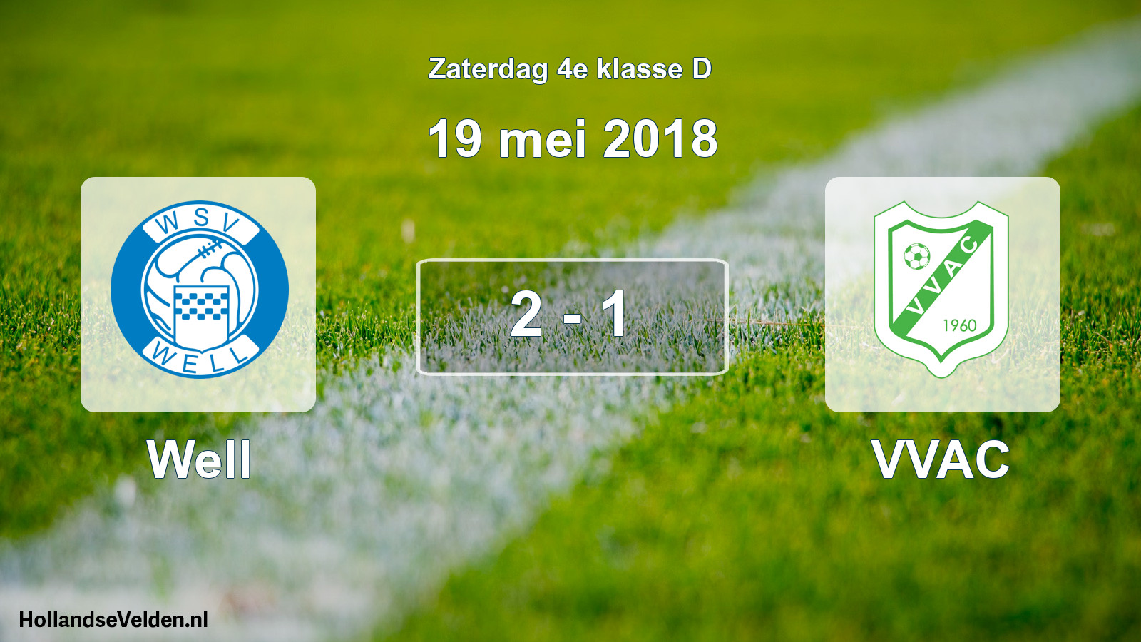 Total number of matches played: Well - VVAC 2 - 1 (19 May 2018)