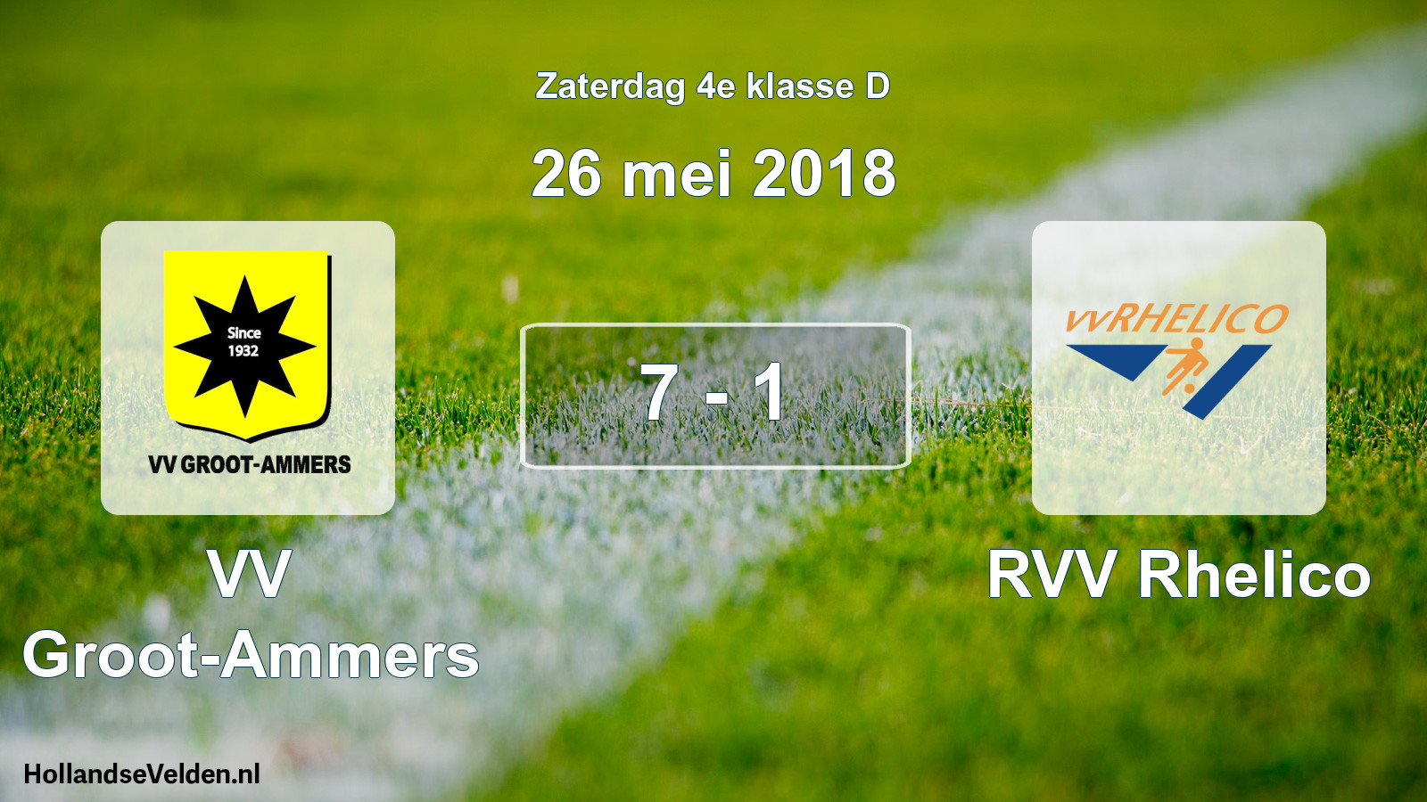 Total number of matches played: VV Groot-Ammers - RVV Rhelico 7 - 1 (26 May 2018)