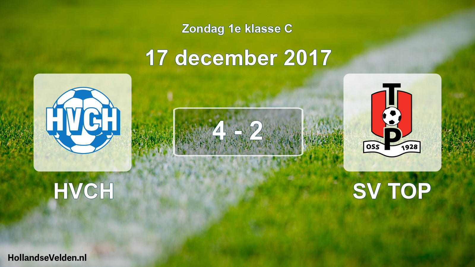 Total number of matches played: HVCH - SV TOP 4 - 2 (17 December 2017)