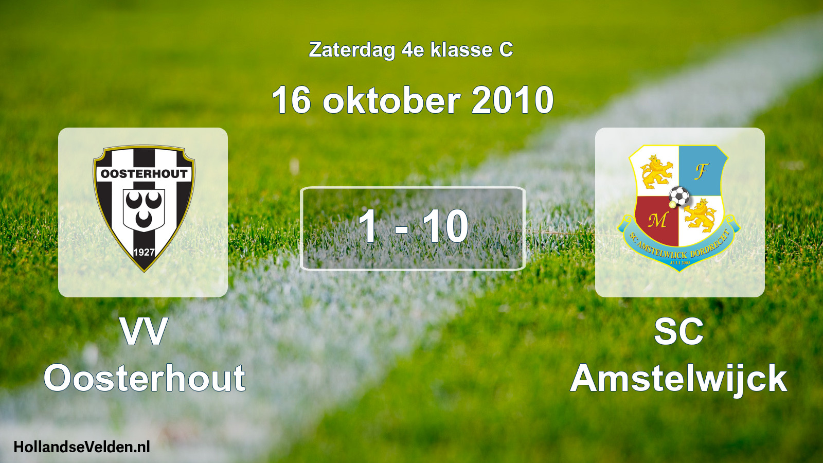 Gespeelde wedstrijd: VV Oosterhout - SC Amstelwijck 1 - 10 (16 oktober 2010)