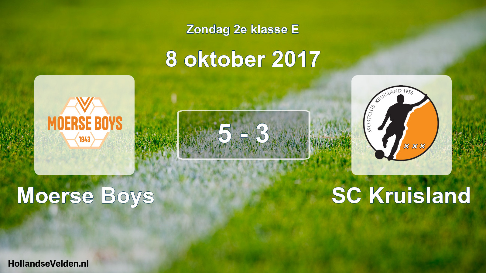 Total number of matches played: Moerse Boys - SC Kruisland 5 - 3 (8 October 2017)