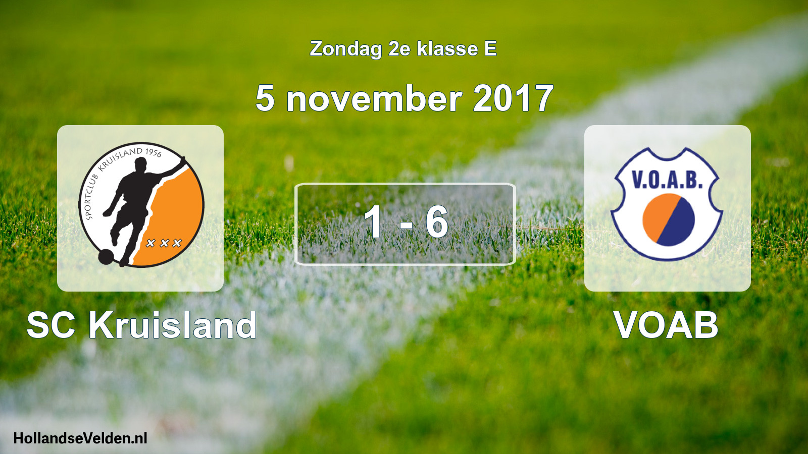 Total number of matches played: SC Kruisland - VOAB 1 - 6 (5 November 2017)