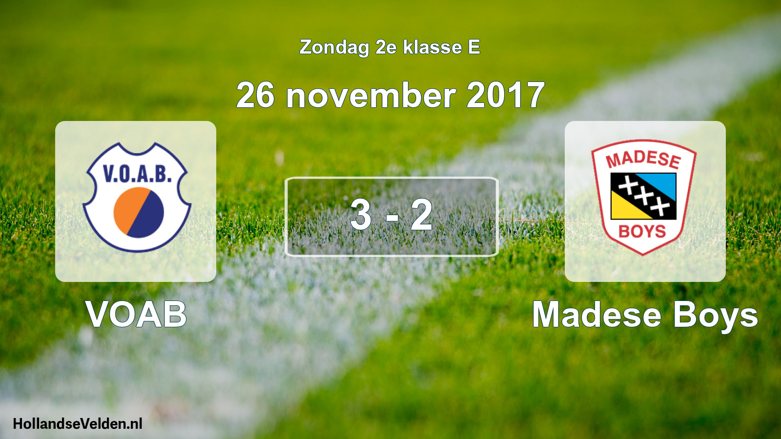 Total number of matches played: VOAB - Madese Boys 3 - 2 (26 November 2017)