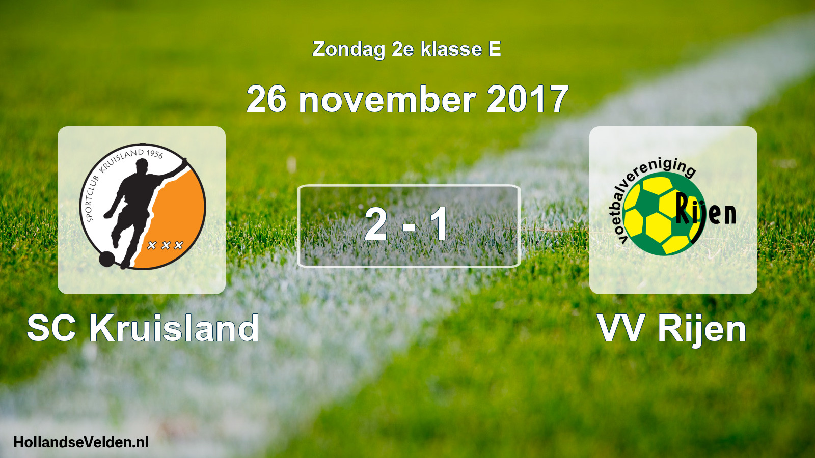 Total number of matches played: SC Kruisland - VV Rijen 2 - 1 (26 November 2017)