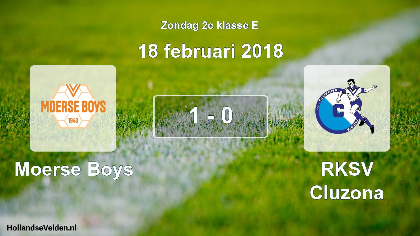 Total number of matches played: Moerse Boys - RKSV Cluzona 1 - 0 (18 February 2018)